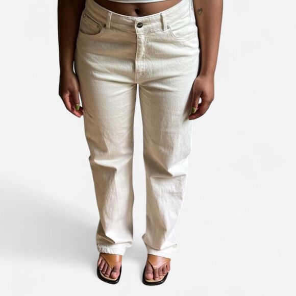 Djerf Avenue Cream Straight Leg Jeans Scandi Minimalist Capsule – Sz 29 - Picture 7 of 8